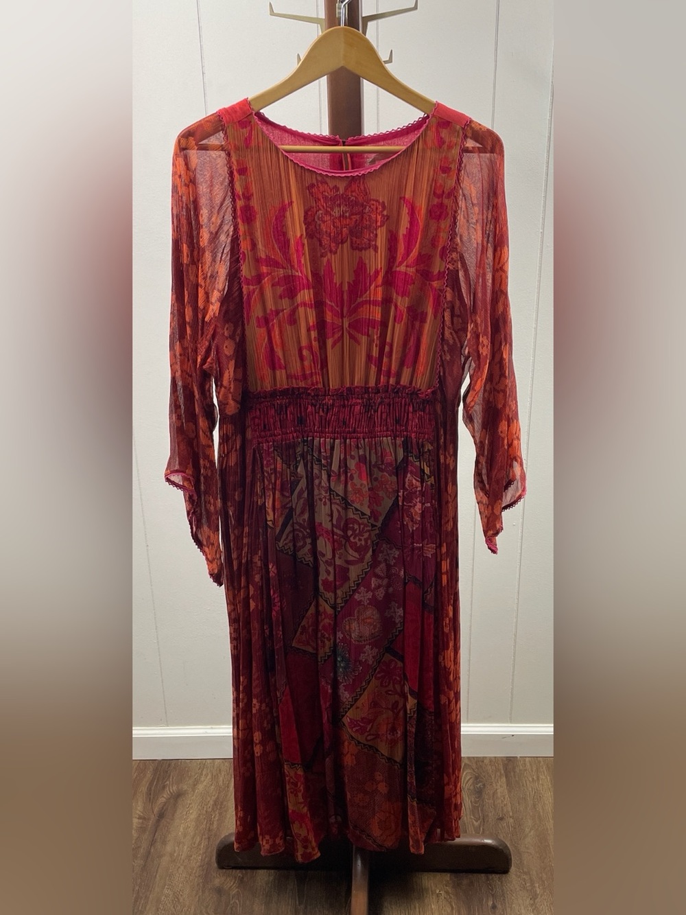 Soft Surroundings Cavatina Chiffon Patterned Midi Dress
